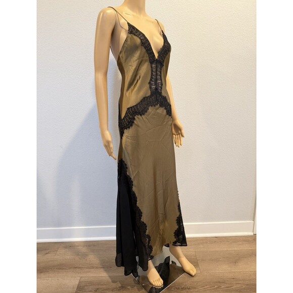 NWT Zara Combination Satin Lace Asymmetric Slip Dress Beige Gold Size S Small - Picture 7 of 16